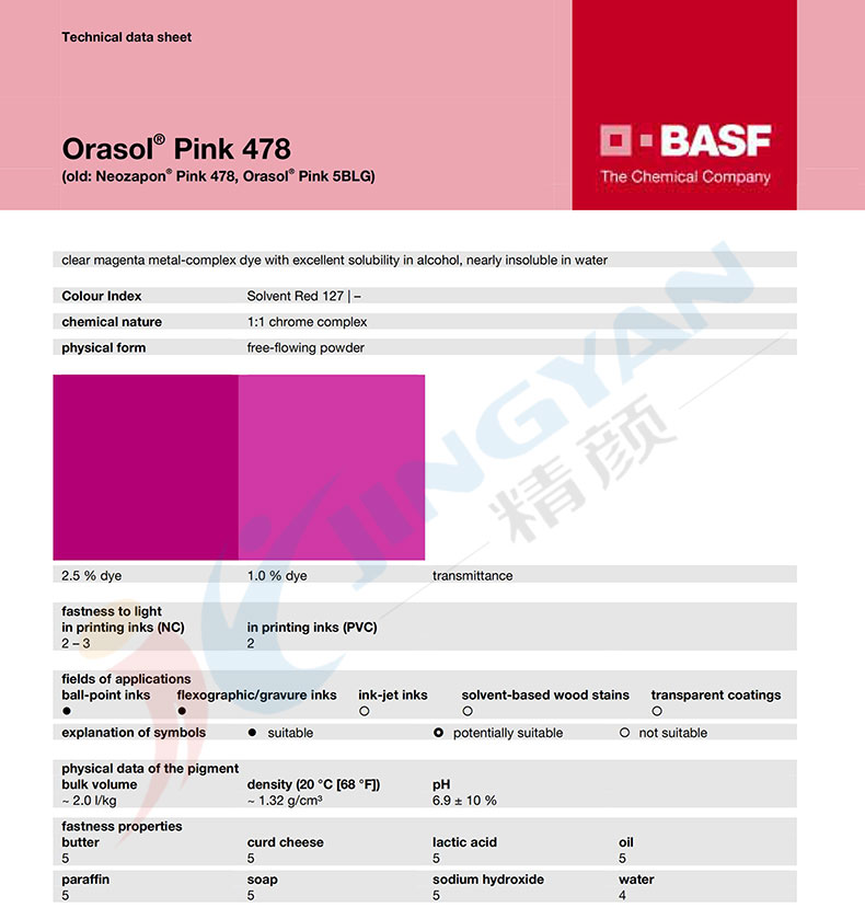 巴斯夫奧麗素478洋紅染料TDS技術(shù)數(shù)據(jù)表
